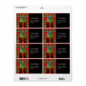 SCOTTISH TARTAN, RED BOW EN CHRISTMAS TREE ETIKET (Full Sheet)