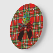 SCOTTISH TARTAN, RED BOW EN CHRISTMAS TREE GROTE KLOK (Hoek)