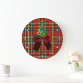SCOTTISH TARTAN, RED BOW EN CHRISTMAS TREE GROTE KLOK (Huis)