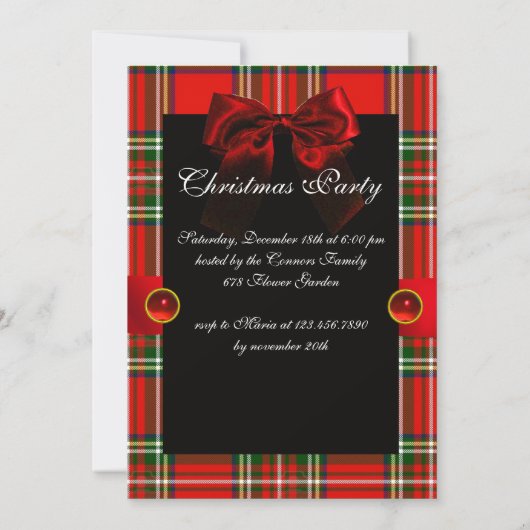 SCOTTISH TARTAN, RED BOW EN CHRISTMAS TREE KAART (Achterkant)