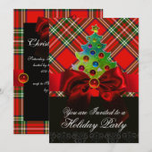 SCOTTISH TARTAN, RED BOW EN CHRISTMAS TREE KAART (Voorkant / Achterkant)