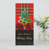SCOTTISH TARTAN, RED BOW EN CHRISTMAS TREE KAART (Staand voorkant)