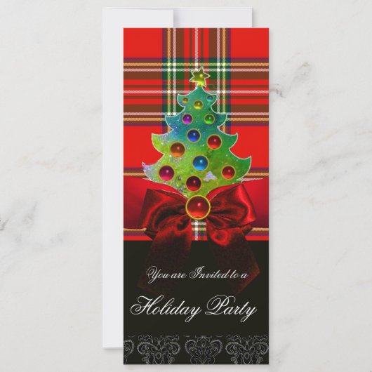 SCOTTISH TARTAN, RED BOW EN CHRISTMAS TREE KAART (Voorkant)