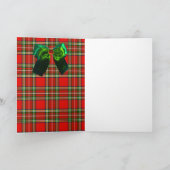 SCOTTISH TARTAN, RED GREEN BOWS EN CHRISTMAS TREE FEESTDAGEN KAART (Binnen)