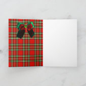 SCOTTISH TARTAN, RED GREEN BOWS EN CHRISTMAS TREE FEESTDAGEN KAART (Binnen)