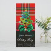 SCOTTISH TARTAN, RED GREEN BOWS EN CHRISTMAS TREE KAART (Staand voorkant)