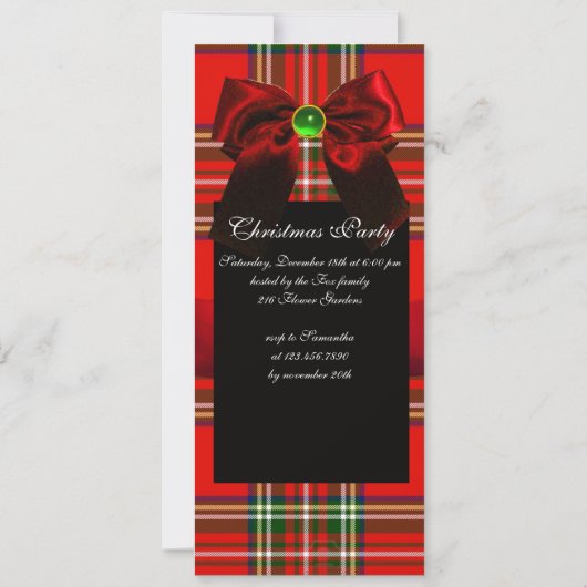SCOTTISH TARTAN, RED GREEN BOWS EN CHRISTMAS TREE KAART (Achterkant)