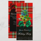 SCOTTISH TARTAN, RED GREEN BOWS EN CHRISTMAS TREE KAART (Voorkant / Achterkant)