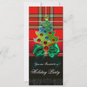 SCOTTISH TARTAN, RED GREEN BOWS EN CHRISTMAS TREE KAART (Voorkant)