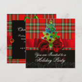 SCOTTISH TARTAN, RED GREEN BOWS EN CHRISTMAS TREE KAART (Voorkant / Achterkant)