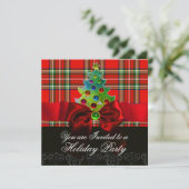 SCOTTISH TARTAN, RED GREEN BOWS EN CHRISTMAS TREE KAART (Staand voorkant)