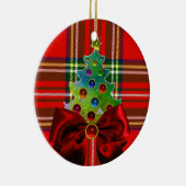 SCOTTISH TARTAN, RED GREEN BOWS EN CHRISTMAS TREE KERAMISCH ORNAMENT (Rechts)