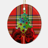 SCOTTISH TARTAN, RED GREEN BOWS EN CHRISTMAS TREE KERAMISCH ORNAMENT (Links)
