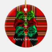 SCOTTISH TARTAN, RED GREEN BOWS EN CHRISTMAS TREE KERAMISCH ORNAMENT (Achterkant)