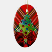 SCOTTISH TARTAN, RED GREEN BOWS EN CHRISTMAS TREE KERAMISCH ORNAMENT (Rechts)