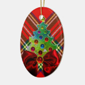 SCOTTISH TARTAN, RED GREEN BOWS EN CHRISTMAS TREE KERAMISCH ORNAMENT (Links)