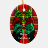 SCOTTISH TARTAN, RED GREEN BOWS EN CHRISTMAS TREE KERAMISCH ORNAMENT (Achterkant)