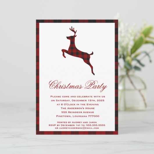 Scottish Tartan Reindeer | kerstfeest Kaart (Staand voorkant)