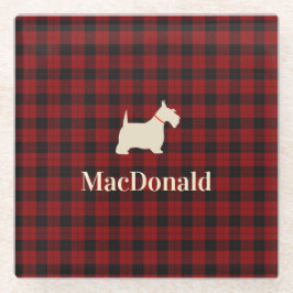 Scottish Tartan Scotty | Gepersonaliseerd Glazen Onderzetter