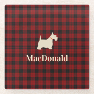 Scottish Tartan Scotty Gepersonaliseerd Glazen Onderzetter