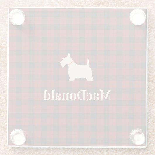 Scottish Tartan Scotty | Gepersonaliseerd Glazen Onderzetter (Achterkant)