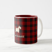 Scottish Tartan Scotty | Gepersonaliseerde sleepbo Tweekleurige Koffiemok (Voorkant rechts)