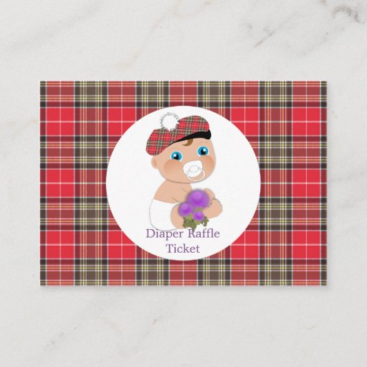 Scottish Tartan | Thistle Baby shower Luier Raffle Informatiekaartje (Achterkant)