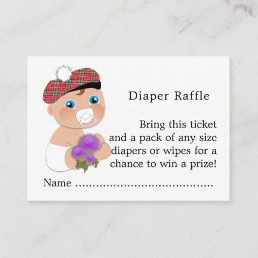 Scottish Tartan | Thistle Baby shower Luier Raffle Informatiekaartje (Voorkant)