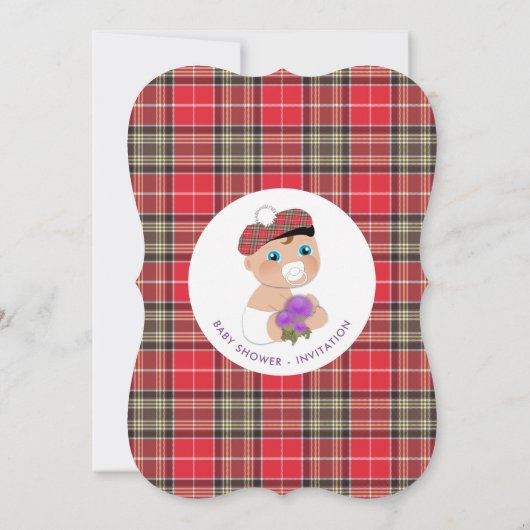 Scottish Tartan Thistle Flower Schattige Baby show Kaart (Achterkant)