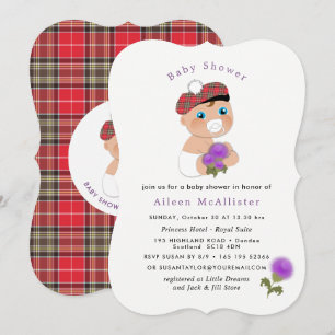 Scottish Tartan Thistle Flower Schattige Baby show Kaart