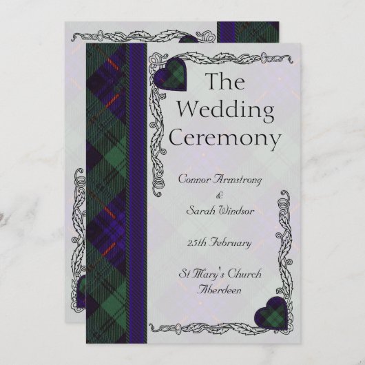 Scottish Tartan Wedding Programme - Armstrong Programmakaart (Voorkant / Achterkant)
