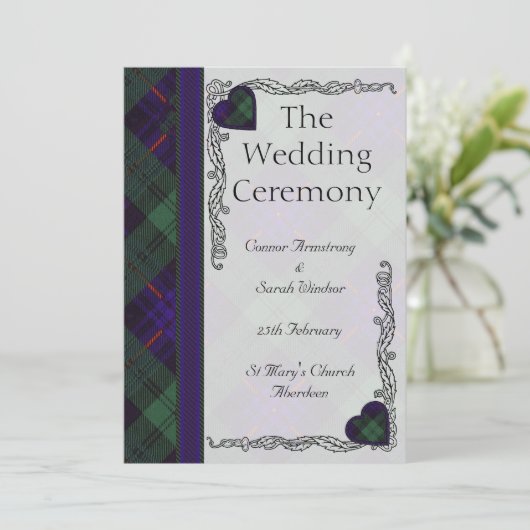Scottish Tartan Wedding Programme - Armstrong Programmakaart (Staand voorkant)