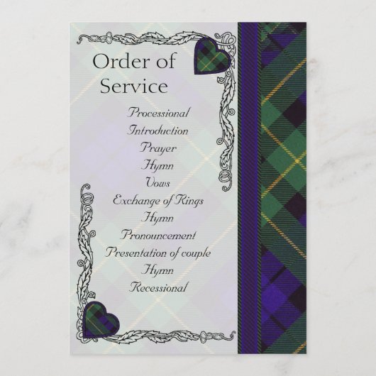 Scottish Tartan Wedding Programme - Barclay Programmakaart (Achterkant)