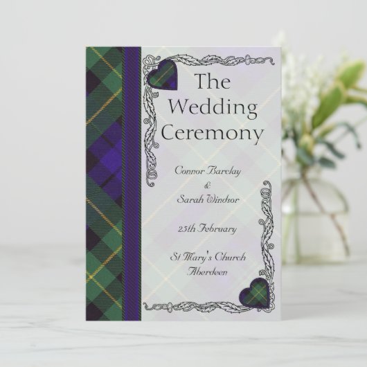 Scottish Tartan Wedding Programme - Barclay Programmakaart (Staand voorkant)