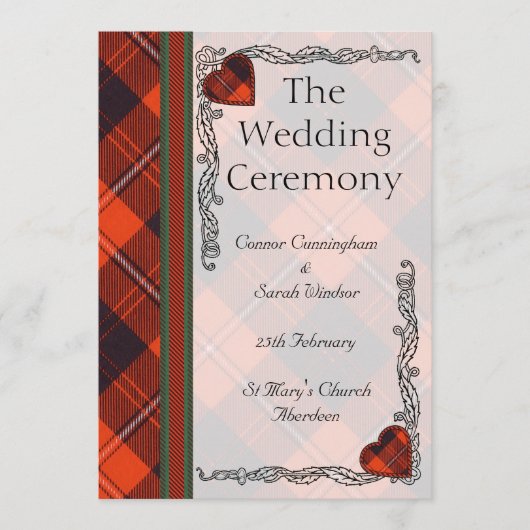 Scottish Tartan Wedding Programme - Cunningham Programmakaart (Voorkant)