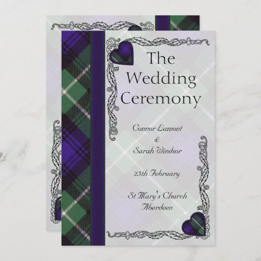 Scottish Tartan Wedding Programme - Lamont Programmakaart (Voorkant / Achterkant)