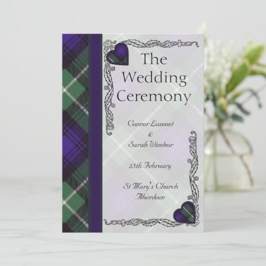 Scottish Tartan Wedding Programme - Lamont Programmakaart (Staand voorkant)