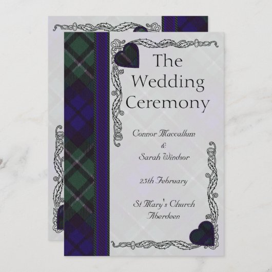 Scottish Tartan Wedding Programme - Maccallum Programmakaart (Voorkant / Achterkant)