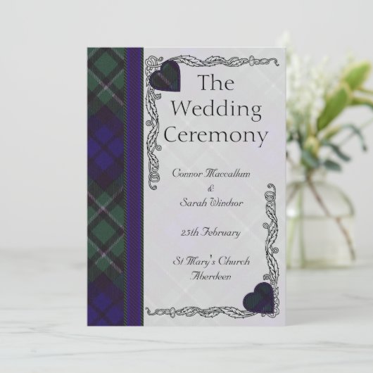 Scottish Tartan Wedding Programme - Maccallum Programmakaart (Staand voorkant)