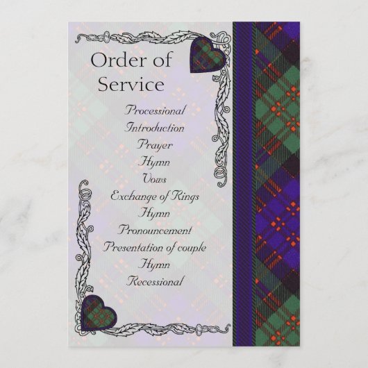 Scottish Tartan Wedding Programme - Macdonald Clan Programmakaart (Achterkant)