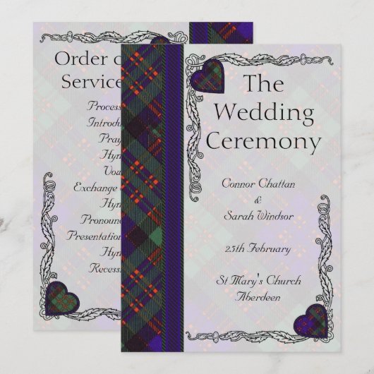 Scottish Tartan Wedding Programme - Macdonald Clan Programmakaart (Voorkant / Achterkant)