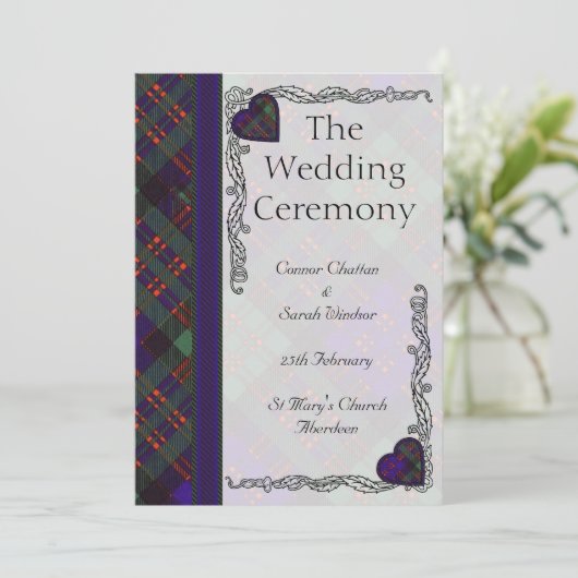 Scottish Tartan Wedding Programme - Macdonald Clan Programmakaart (Staand voorkant)
