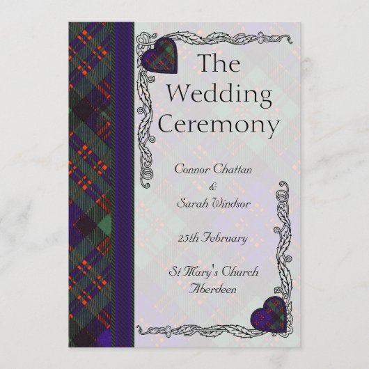 Scottish Tartan Wedding Programme - Macdonald Clan Programmakaart (Voorkant)