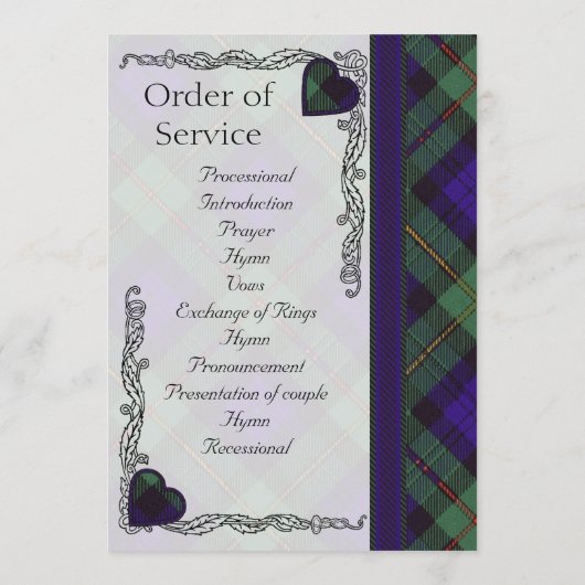 Scottish Tartan Wedding Programme - Macewen Programmakaart (Achterkant)