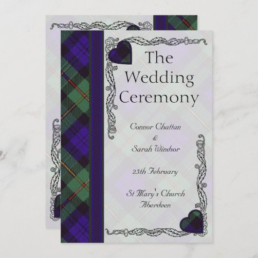 Scottish Tartan Wedding Programme - Macewen Programmakaart (Voorkant / Achterkant)
