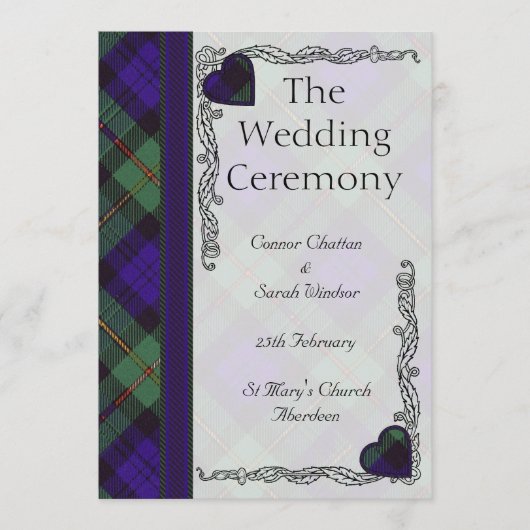 Scottish Tartan Wedding Programme - Macewen Programmakaart (Voorkant)