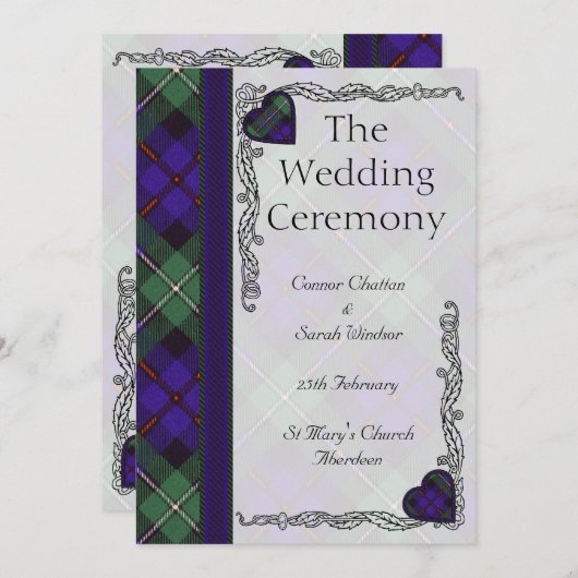 Scottish Tartan Wedding Programme - Mackenzie Programmakaart (Voorkant / Achterkant)