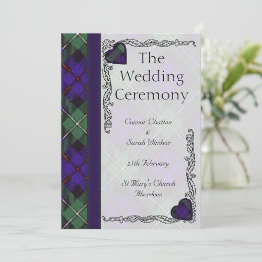 Scottish Tartan Wedding Programme - Mackenzie Programmakaart (Staand voorkant)