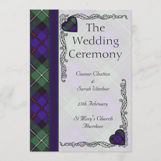 Scottish Tartan Wedding Programme - Mackenzie Programmakaart (Voorkant)