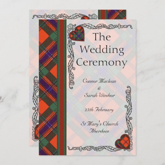 Scottish Tartan Wedding Programme - Maclean of Dua Programmakaart (Voorkant / Achterkant)